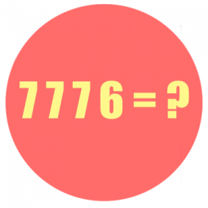 A yellow 7776 and an equals sign sit on a orange background next to a question mark to signify that nobody knows hoe your overall IELTS writing band score is calculated