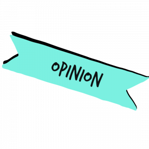 A banner that says opinion