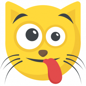 The image of a cat's face with its tongue out signifies an IELTS cue card about crazy topics