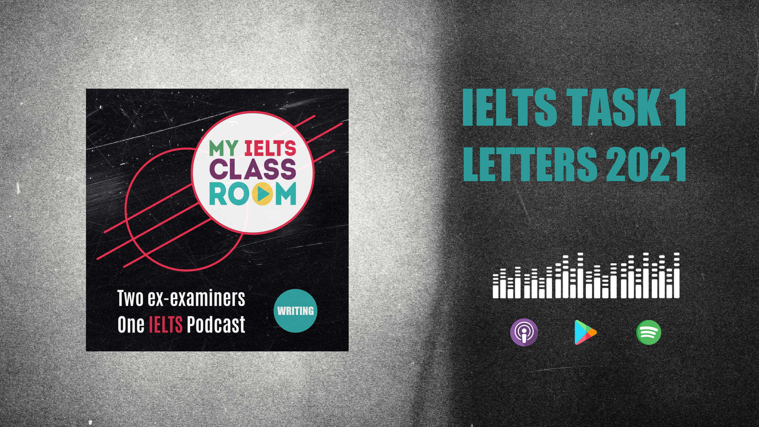 The words IELTS letters 2021 sit next to the podcast cover art