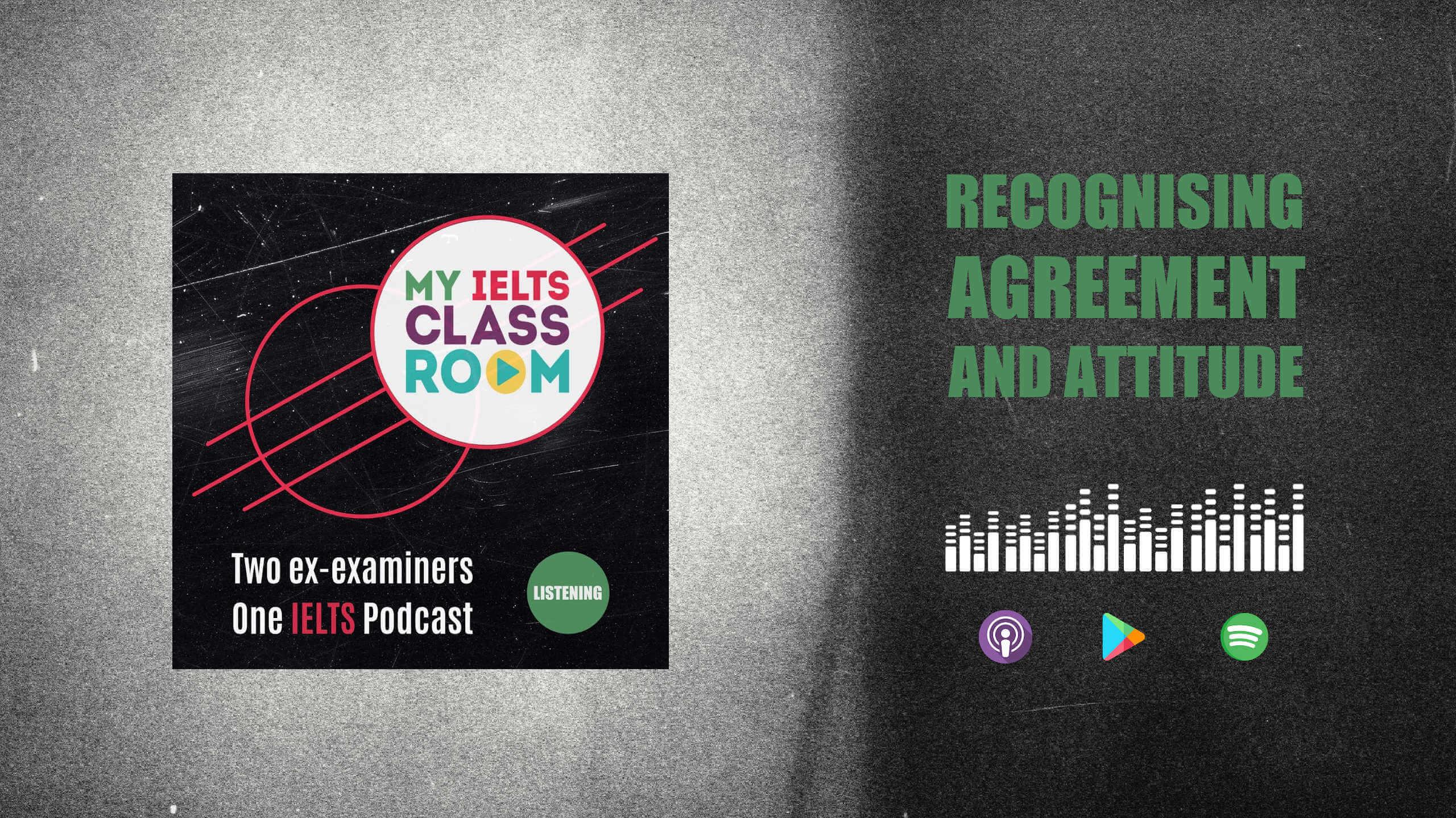 The words IELTS listening skills sit next to the My IELTS Classroom podcast logo