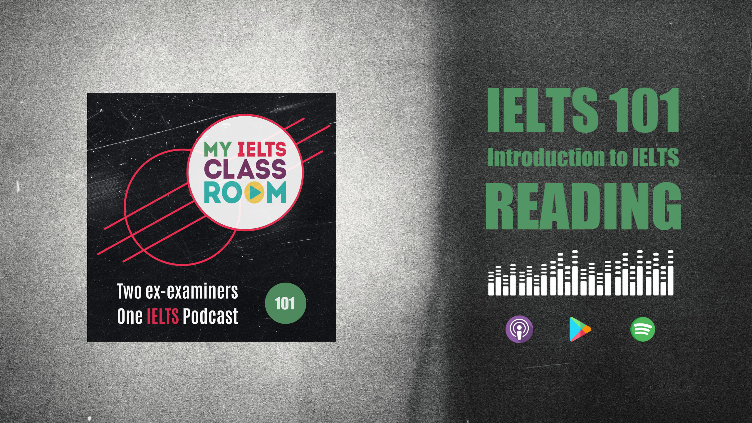 The podcast thumbnail for My IELTS Classroom Podcast sits on the left of the picture, next to the words IELTS 101: An Introduction to IELTS Reading