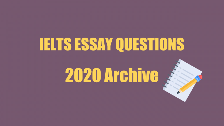 A graphic image of the words IELTS Essay Questions 2020 Archive