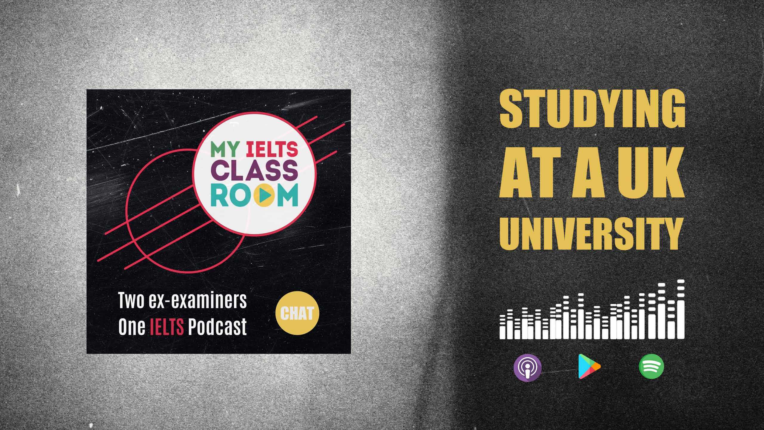 The words studying in the UK sit next t the My IELTS Classroom logo