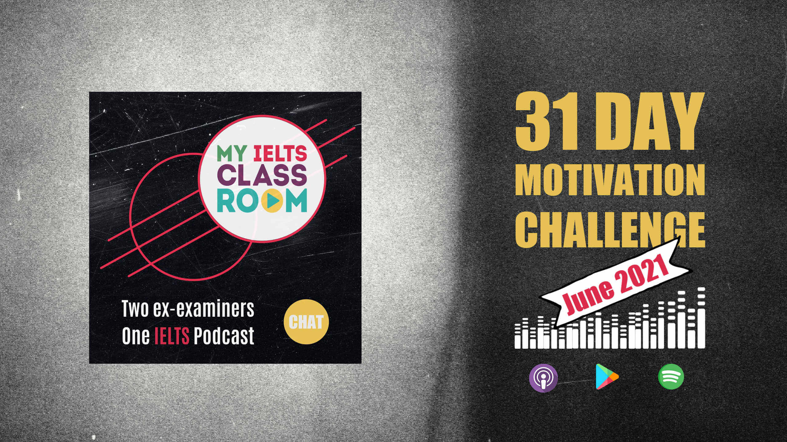 The words "IELTS Motivation Challenge" sit next to the podcast logo