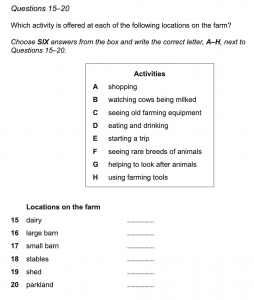 Cambridge IELTS 17 listening Matching - best 2, Part 2